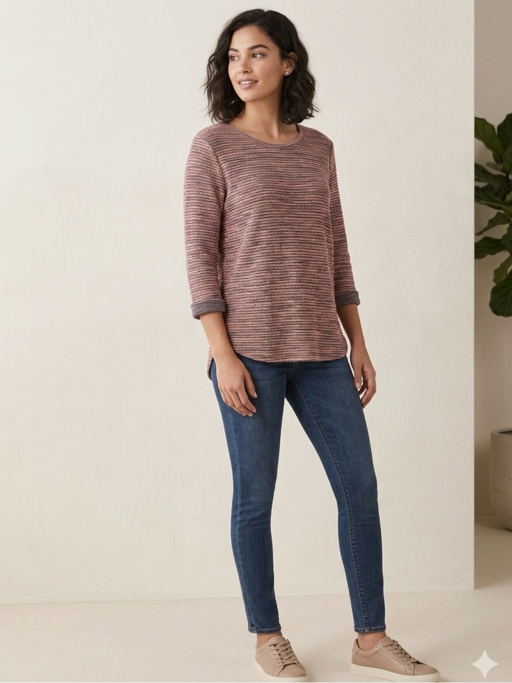 H&M Striped Knit Sweater in Pink and Black